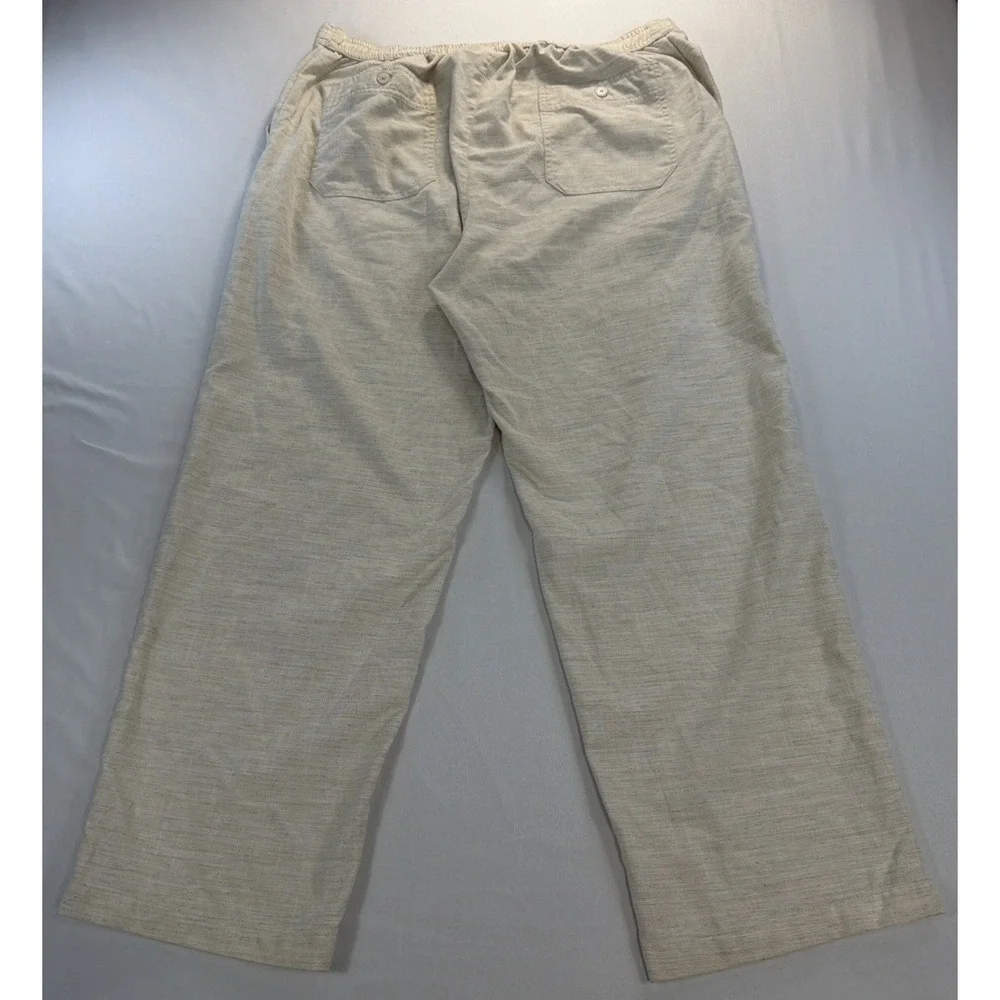 John Blair Drawstring Pants Men's L Beige Pull On Elastic Waist Casual Relaxed